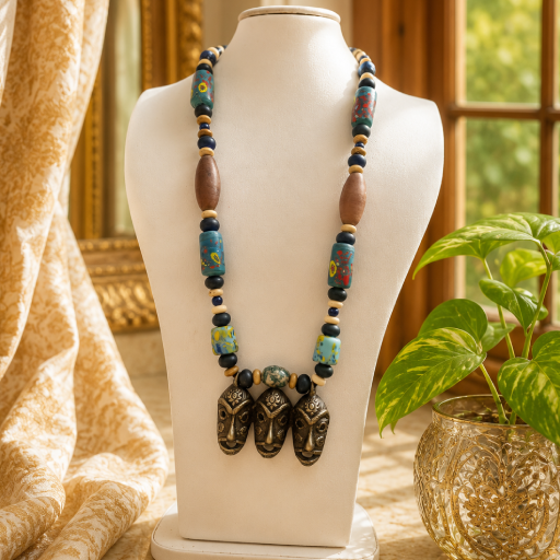 3 face antique necklace2