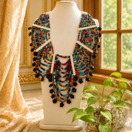 Naga Tribal Black Multi-Layer Beaded Necklace #TN200103