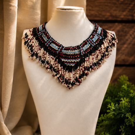 Handcrafted tribal beaded collar necklace #TN2024004