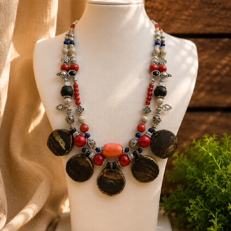 Handcrafted tribal statement necklace # TN2024005