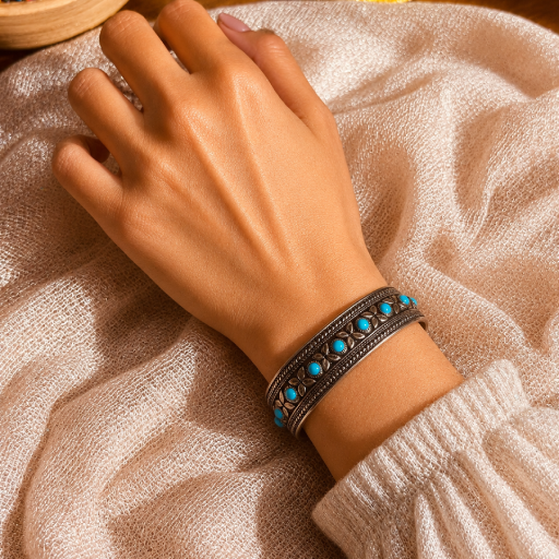 Nepali white metal with multi color five stone Bracelet 01