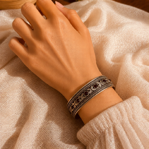 Nepali white metal with multi color five stone Bracelet 3