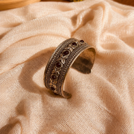 Nepali White Metal & Turquoise Stone Bracelet #TB13102024