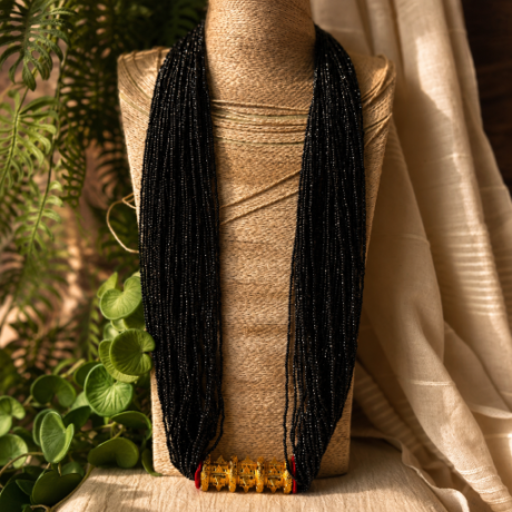 Traditional Nepali Black Golden Tilhari Pote Mala Necklace #TN2024003