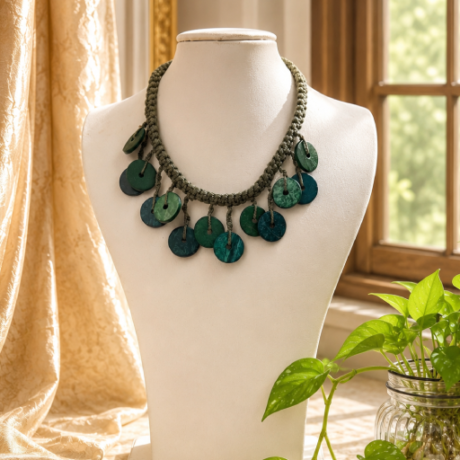 Coconut Shell & Cotton Thread Choker #TC2001